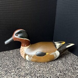VTG Wooden Bird Factory Duck Decoy 12" Hand-Painted Collectible Head Moves READ